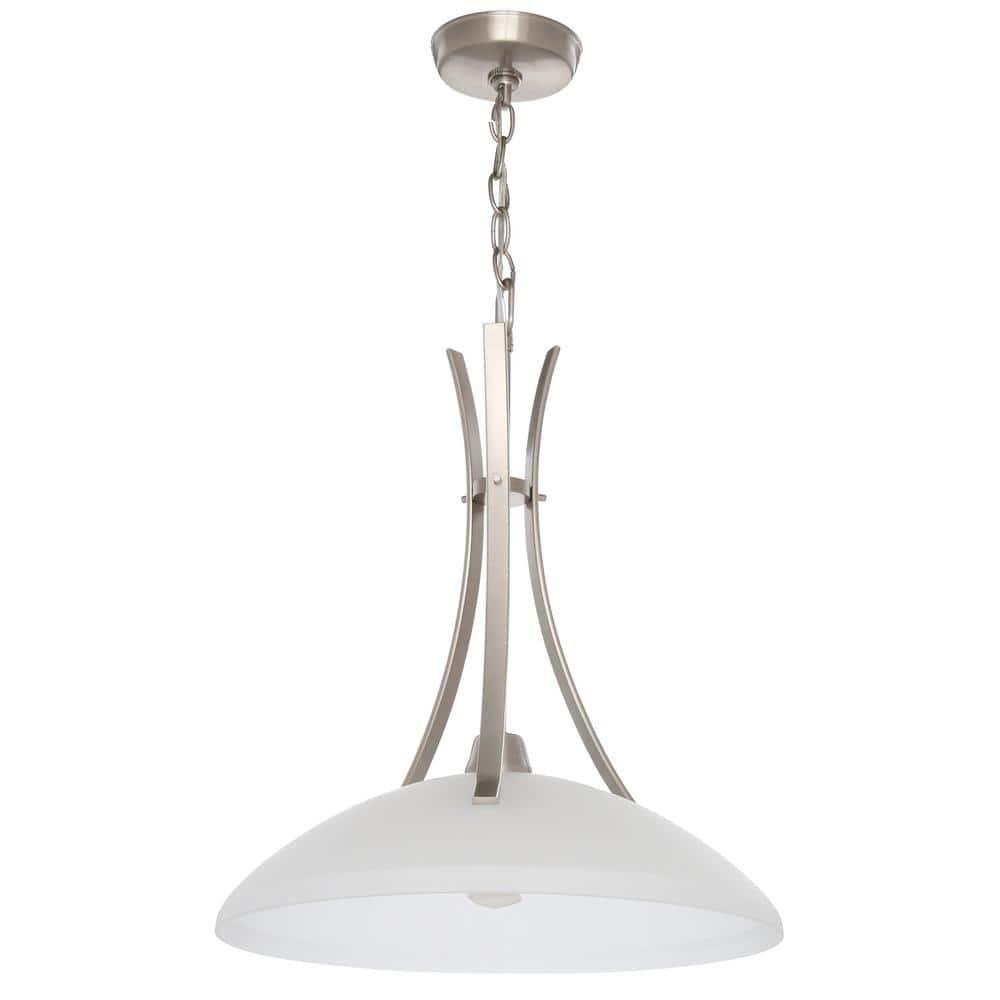 Progress Lighting Wisten 1-Light Pendant, Brushed Nickel, Etched Glass Shade Collection