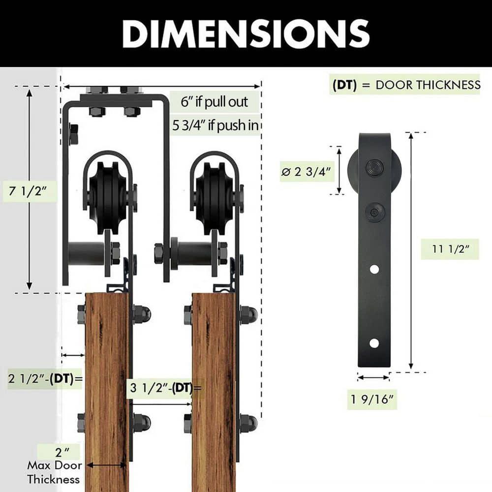 Homacer Black Rustic Diamond Design Double Track Bypass Barn Door Hardware Kit For Two Use( Door Not Included)