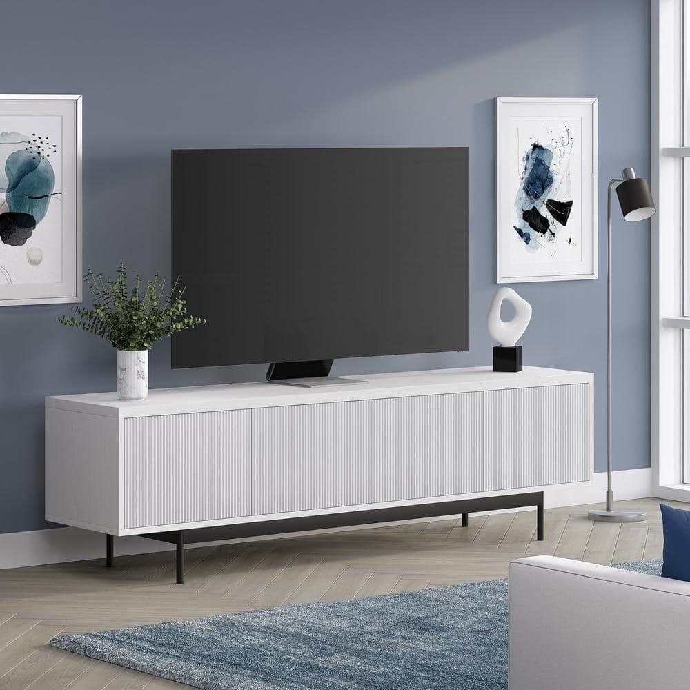 Evelyn&Zoe Whitman Rectangular TV Stand for TV's up to 75", White
