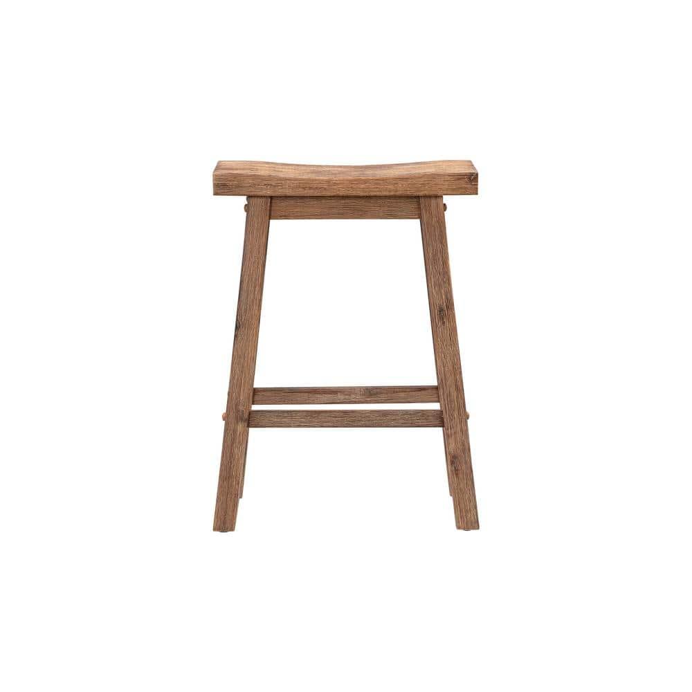 Boraam 24" Sonoma Saddle Counter Height Barstool Barnwood: Wood Frame, Fixed Seat, Farmhouse Style