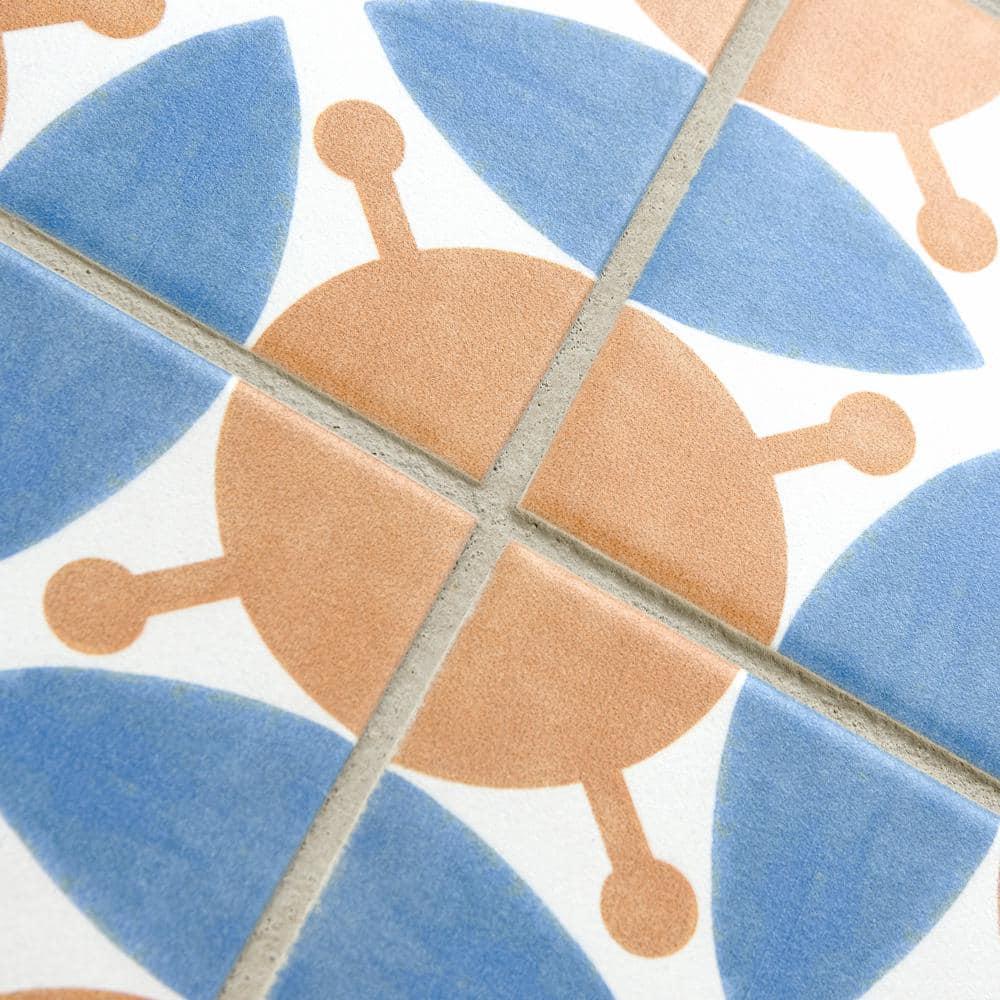Revival Leaf Mini 4" x 4" Ceramic Patterned Wall & Floor Tile