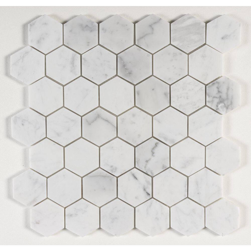 SAMPLE-Channing 2" x 2" Marble Honeycomb Mosaic Floor Use Tile