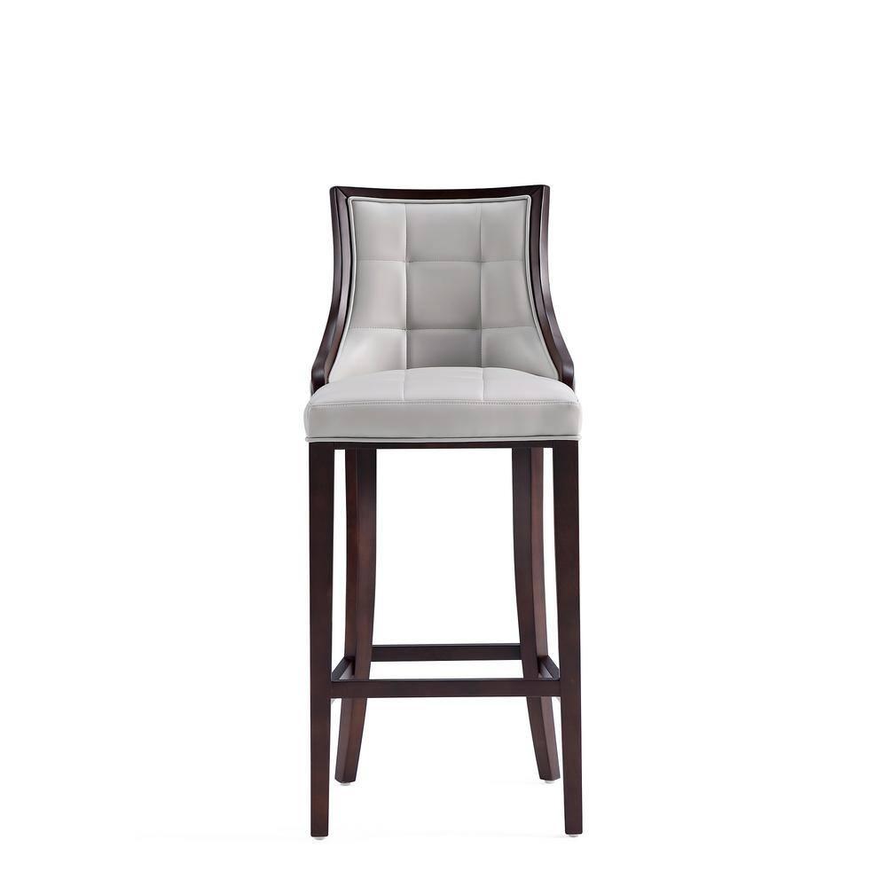 Fifth Avenue Upholstered Beech Wood Faux Leather Barstool Light Gray - Manhattan Comfort: Elegant Counter Chair, Fixed Height