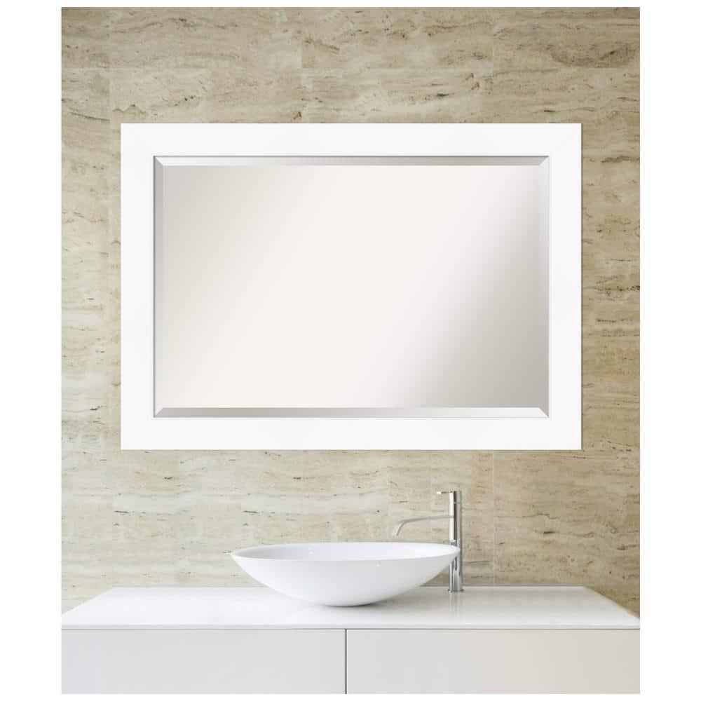 Amanti Art Beveled Bathroom Wall Mirror - Cabinet White Frame Outer Size: 41 x 29 in
