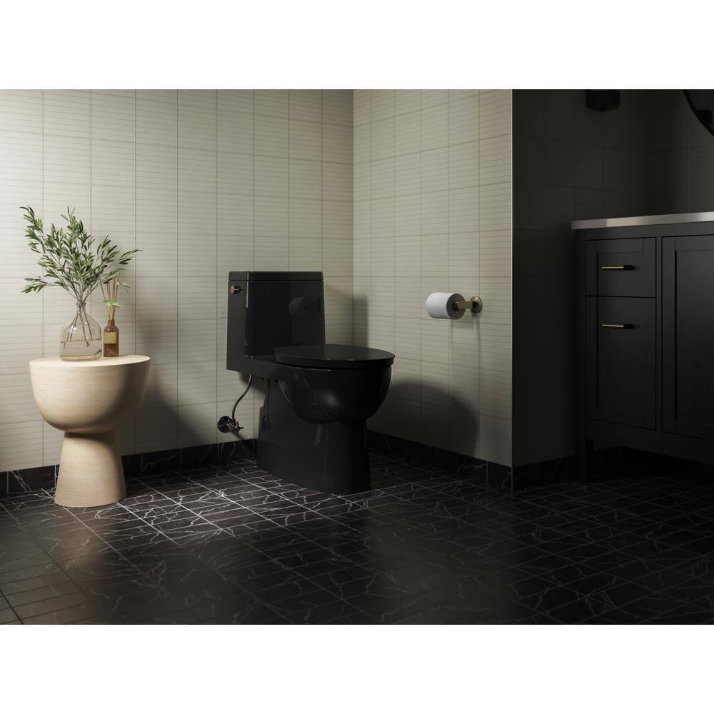 Elongated Toilet Seat, Slow Soft Close, Oval(Oblong) Toilet Seat For Elongated Toilets, Quiet-Close Lid And Seat, Easy To Install And Clean, Never Loosen, Black(18.5)