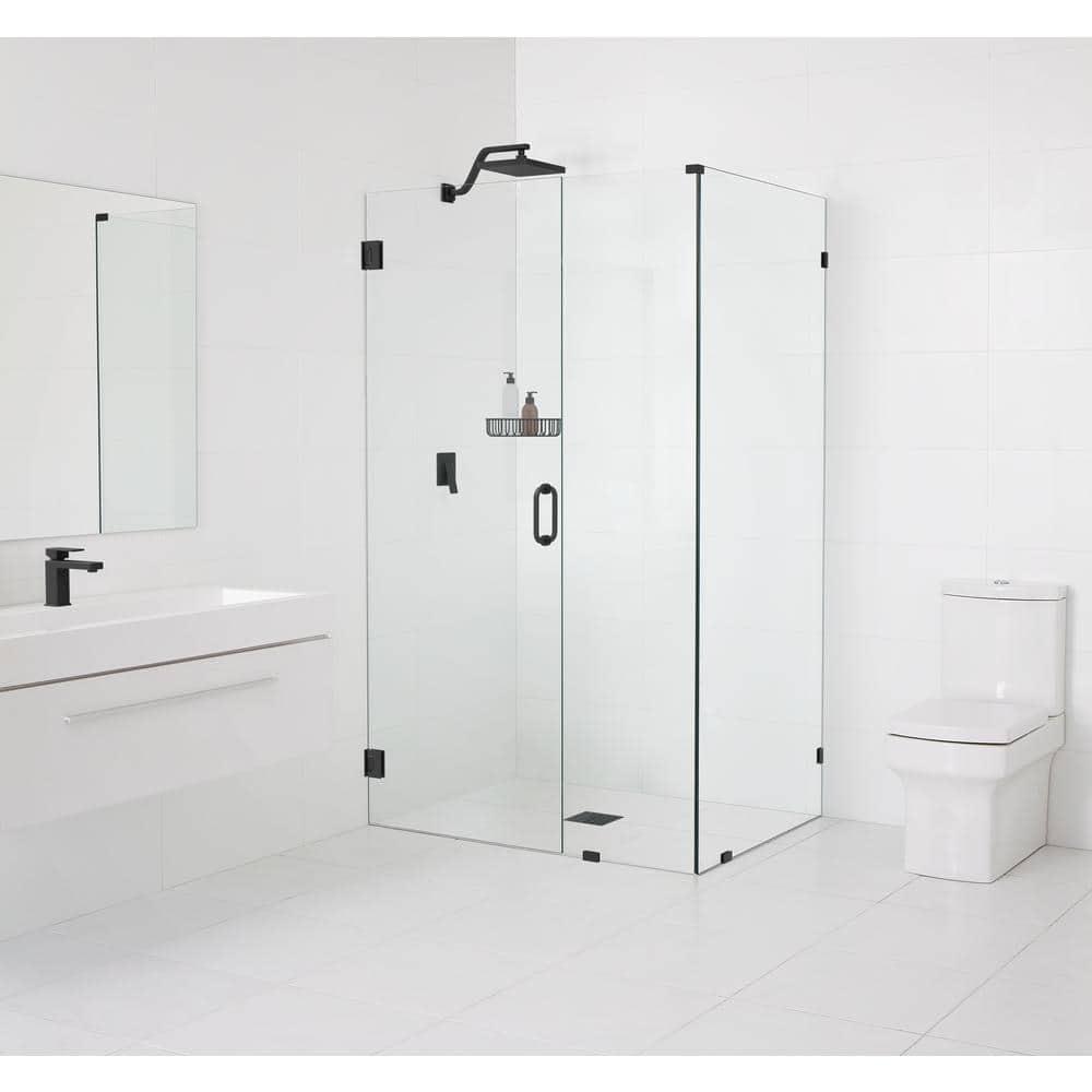 Illume 58 in. x 38 in. x 78 in. 90-degree Fully Frameless Wall Hinged Glass Shower Enclosure