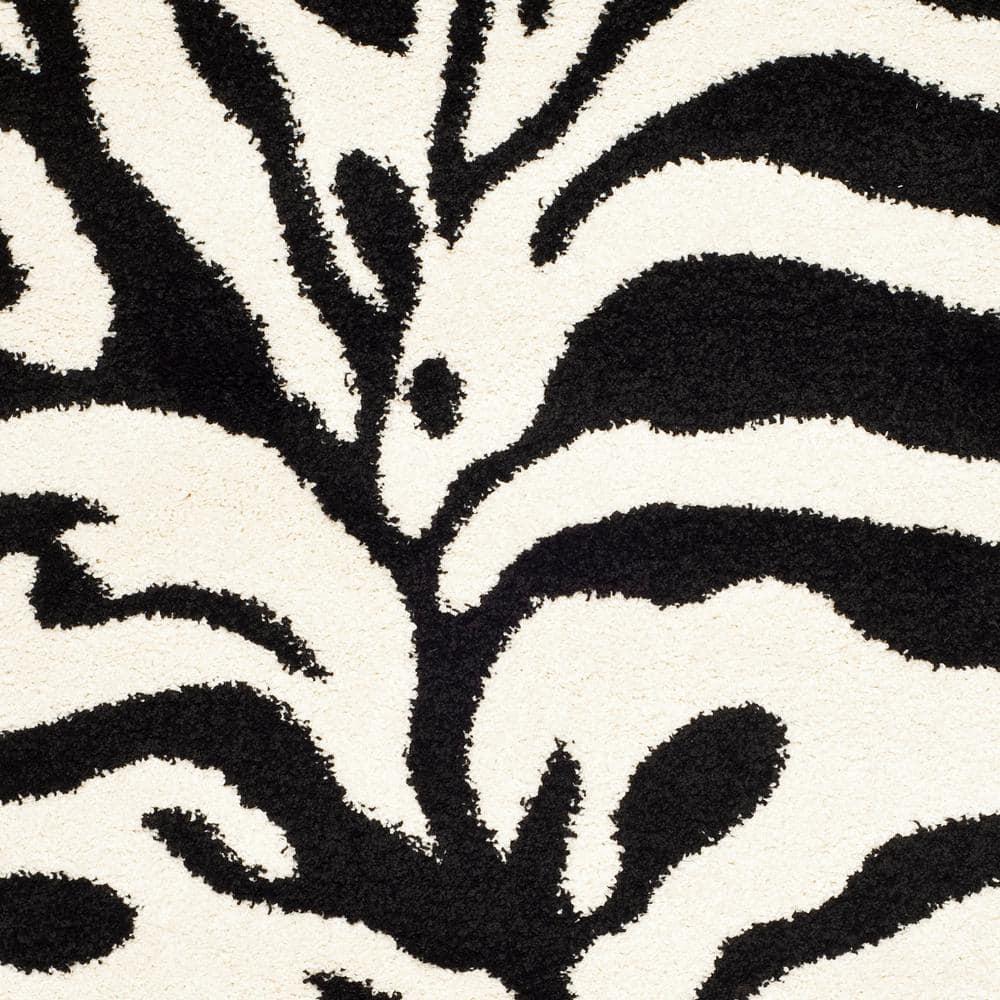 Florida Shag SG452 Power Loomed Indoor Area Rug - Ivory/Black - 4'x6' - Safavieh.