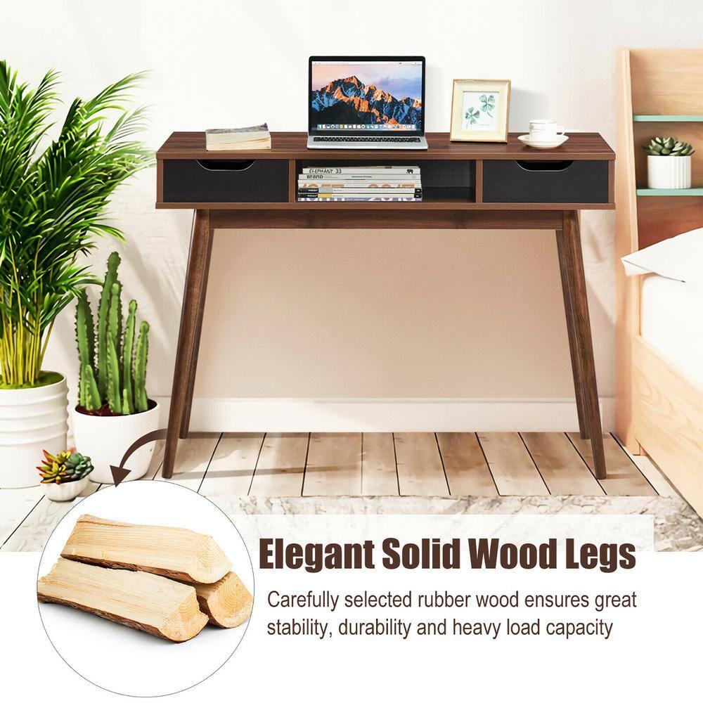 Costway Computer Desk Writing Table w/ Drawers Laptop PC Workstation Home Walnut