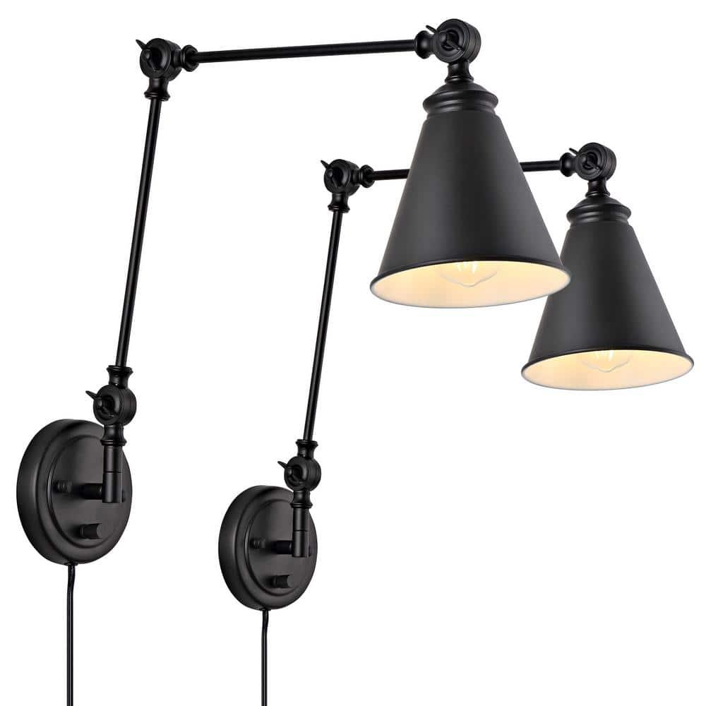 WINGBO  Industrial Swing Arm Wall Sconce with Metal Shade,2-Pack... Nickel