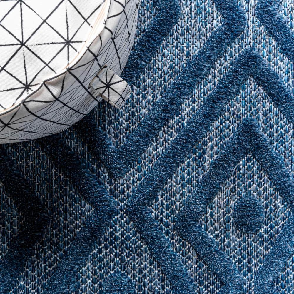 5' x 5' Balansat Moroccan Diamond Indoor/Outdoor Area Rug, Navy - JONATHAN Y