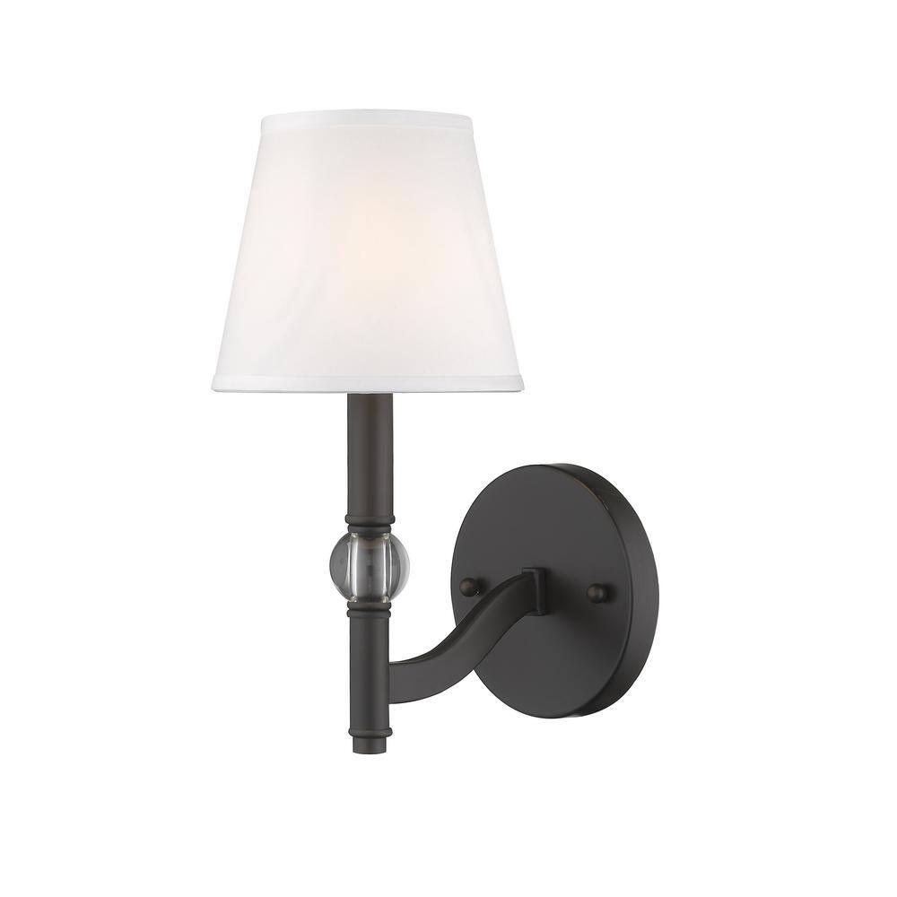Golden Lighting Waverly 1-Light Wall Sconce in Rubbed Bronze with Classic White
