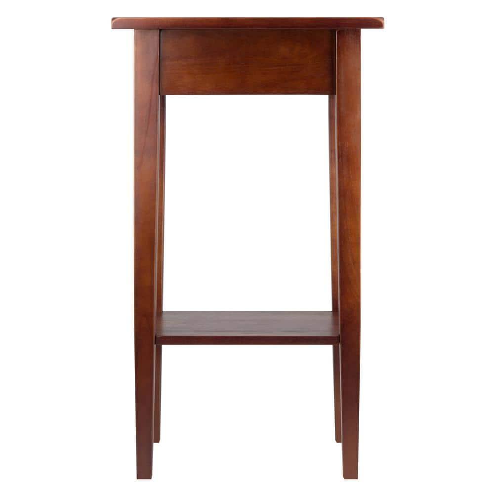 Regalia Accent Table with Drawer, Shelf - Antique Walnut - Winsome: Small Telephone Stand, Occasional Storage