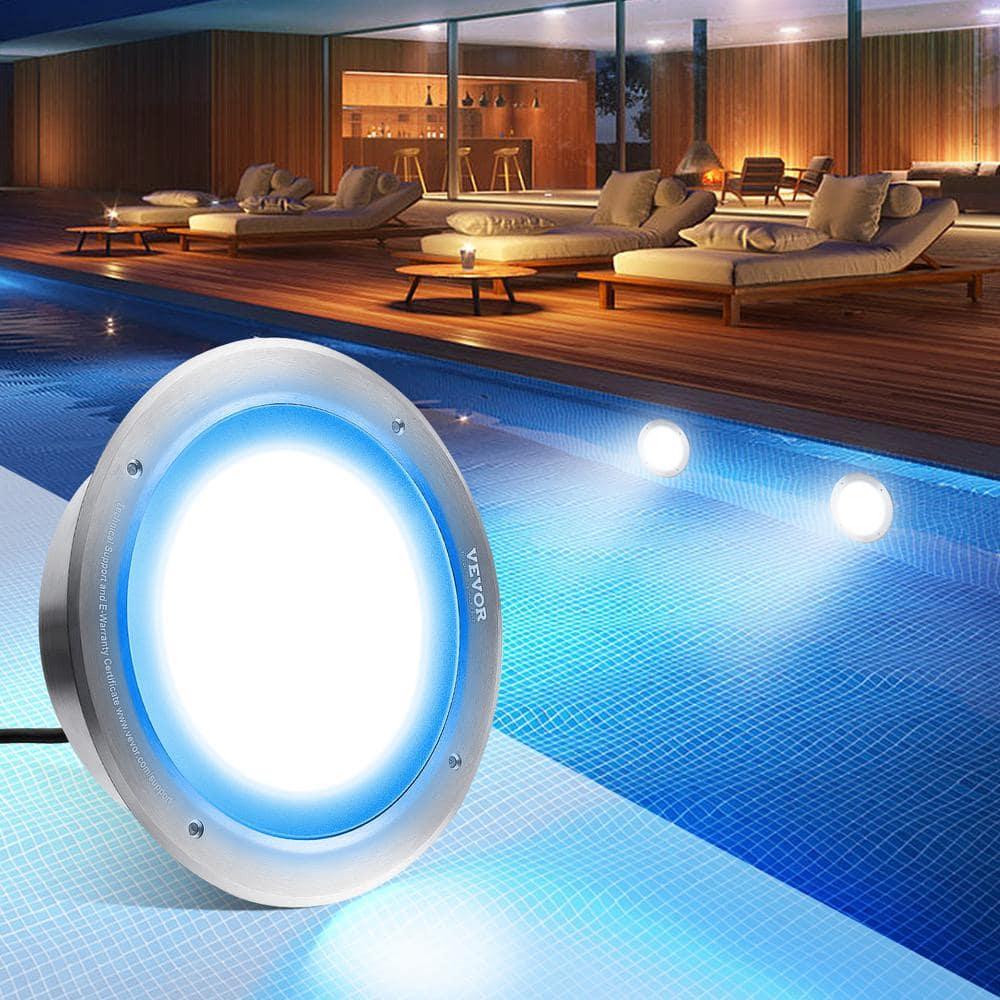 HCY 12V LED Pool Light, 10 Inch 40W, RGBW Color Changing Inground Swimming Pool Spa Light Underwater, with 50 FT Cord Remote Control, Fit for 10 in Large Wet Niches, IP68 & Tested to UL Standards