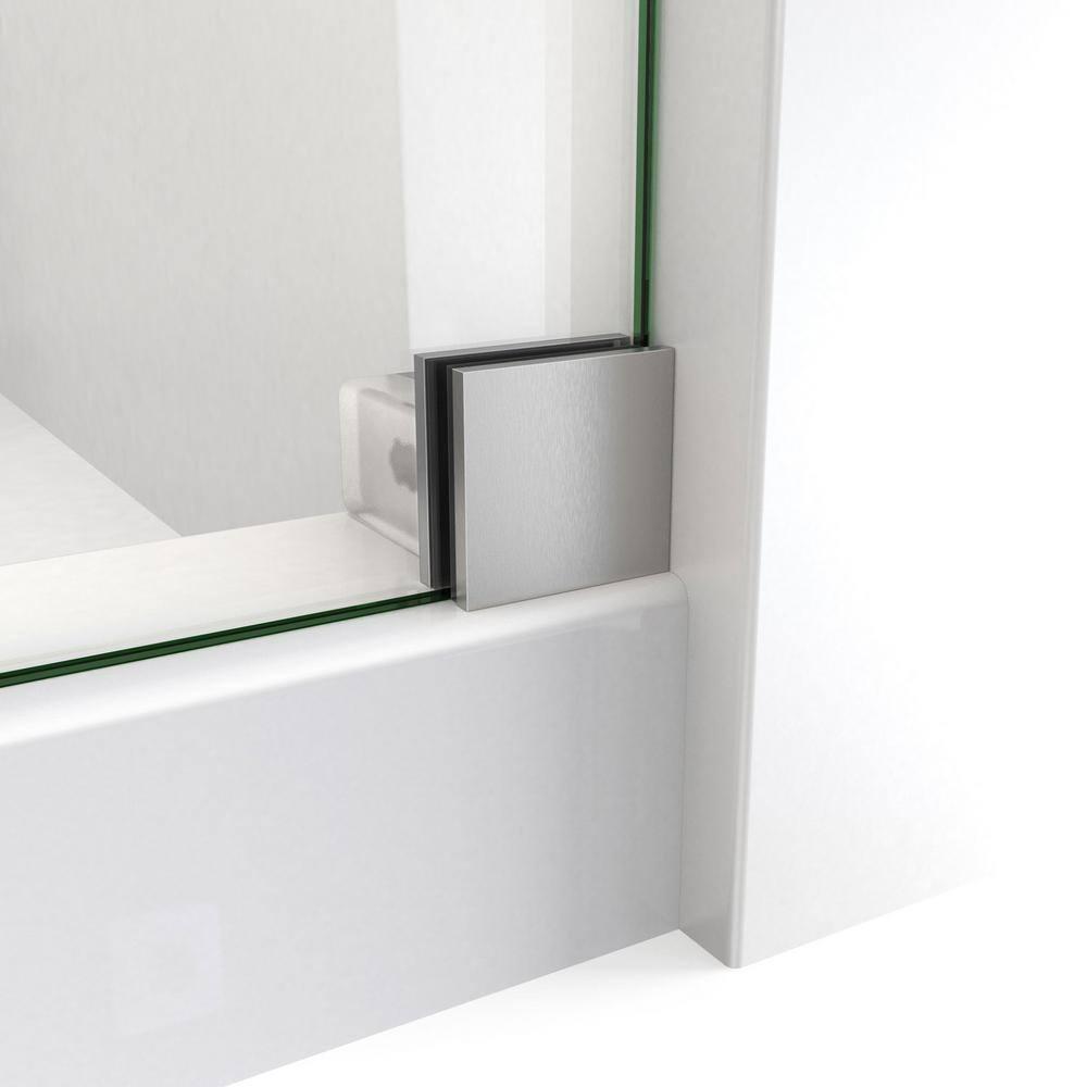60.38" W x 34.5" D x 76" H Frameless Rectangle Sliding Shower Enclosure