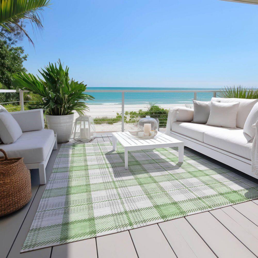 Machine Washable Indoor/Outdoor Chayden ACN1052 Mint Rug