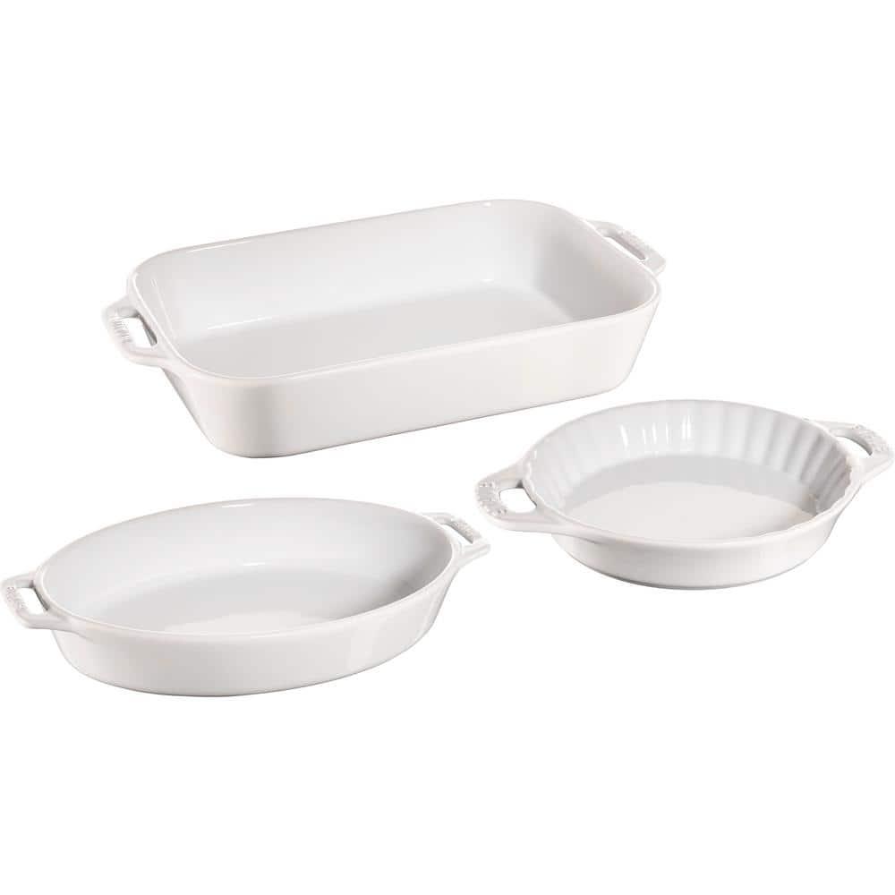 Staub ® White 3-Piece Mixed Baking Dish Set