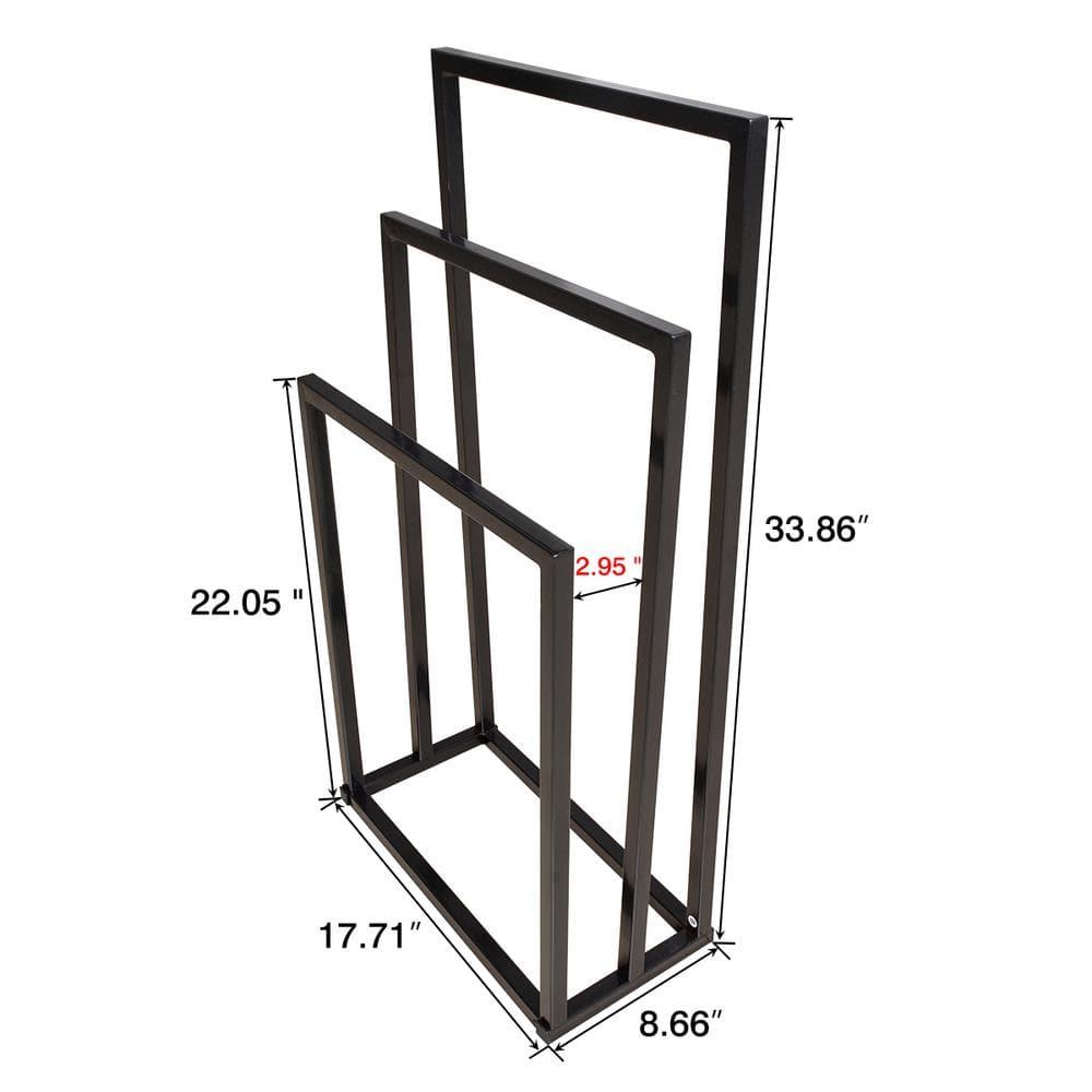 Gzxs 3-Tier Metal Towel Rack Modern Freestanding Towel Rack, Bathroom Metal Storage Towel Rack, Black