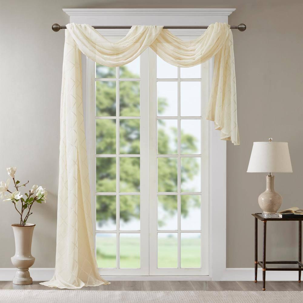 Madison Park Irina Solid Sheer Embroidered Single Window Scarf & Reviews | Wayfair