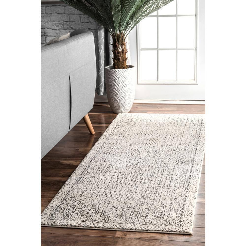 Nuloom Exie Medallion 8x10 Indoor Area Rug for Living Room Bedroom Dining Room Kitchen, Grey/Ivory