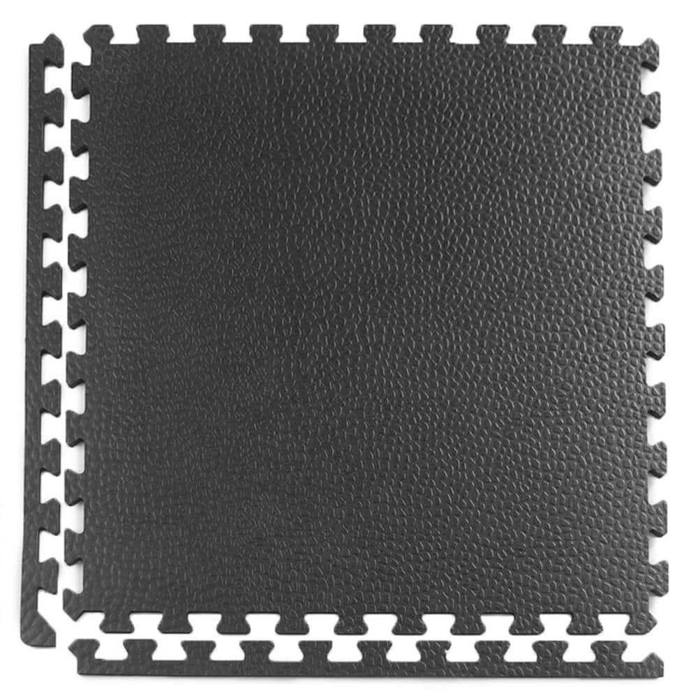 Greatmats Gym Floor Pebble Top Interlocking Foam Tiles Black 10 Pack 2 ft. x 2 ft. x 3/4 in.