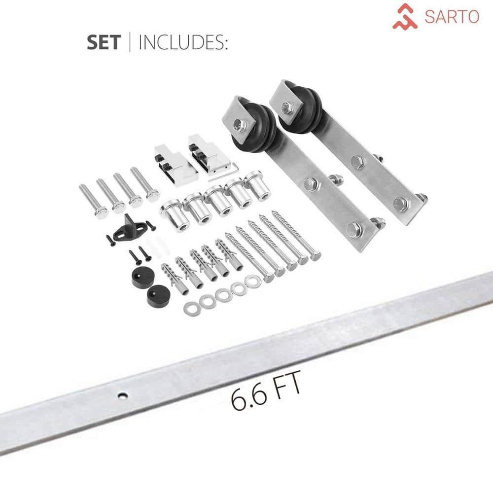 Sliding Barn Door with Hardware | Lucia 2552 White Silk with Frosted Glass | 6.6FT Rail Hangers Sturdy Set | Lite Wooden Solid Panel Interior Doors