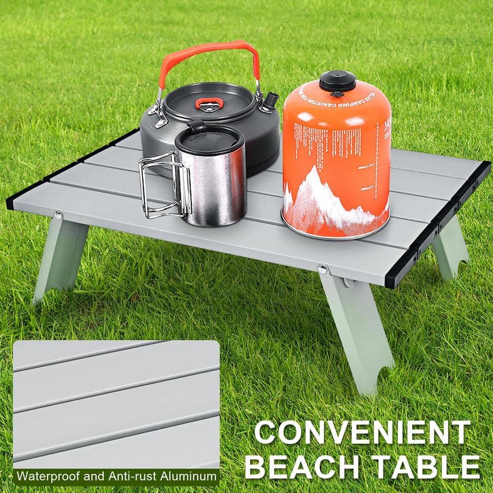 Costway 2-Pack Folding Backpack Beach Chair Table Set 5-Position Outdoor Reclining Chair Pattern