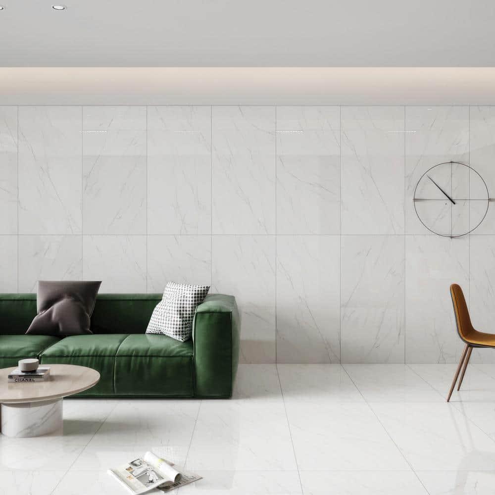 Shandar 24" x 48" Porcelain Marble Look Wall Floor Use Tile