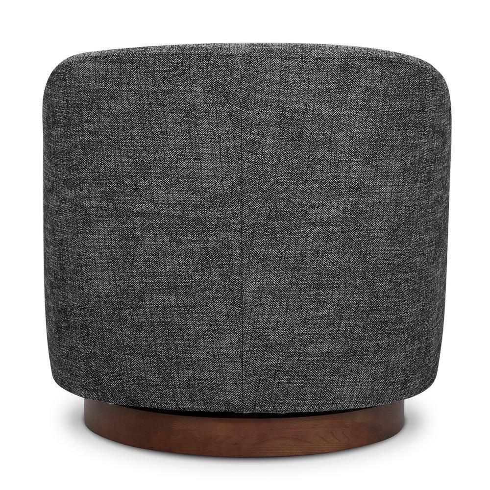 Nereus Dark Gray Fabric Swivel Accent Arm Chair with Wood Base