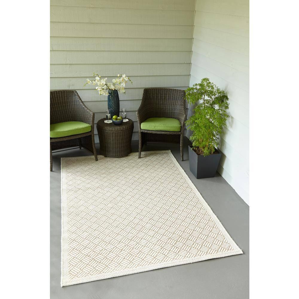 5'x7'6" Geometric Loomed Area Rug Tan - Momeni: Contemporary Indoor/Outdoor Low Pile, Machine Made, Polypropylene