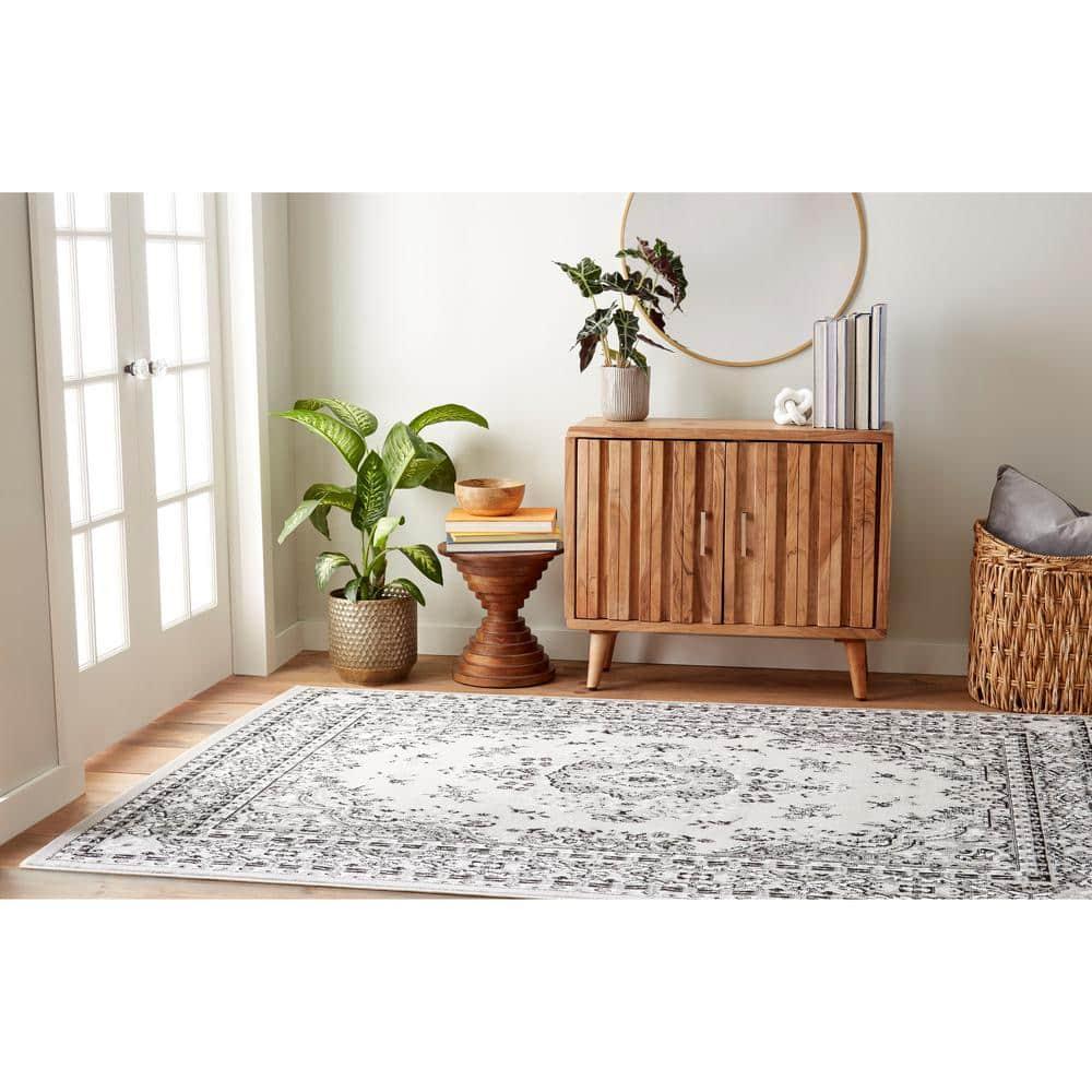 Home Dynamix Premium Sakarya Traditional Medallion Area Rug, Grey/Ivory, 7'8"x10'7"