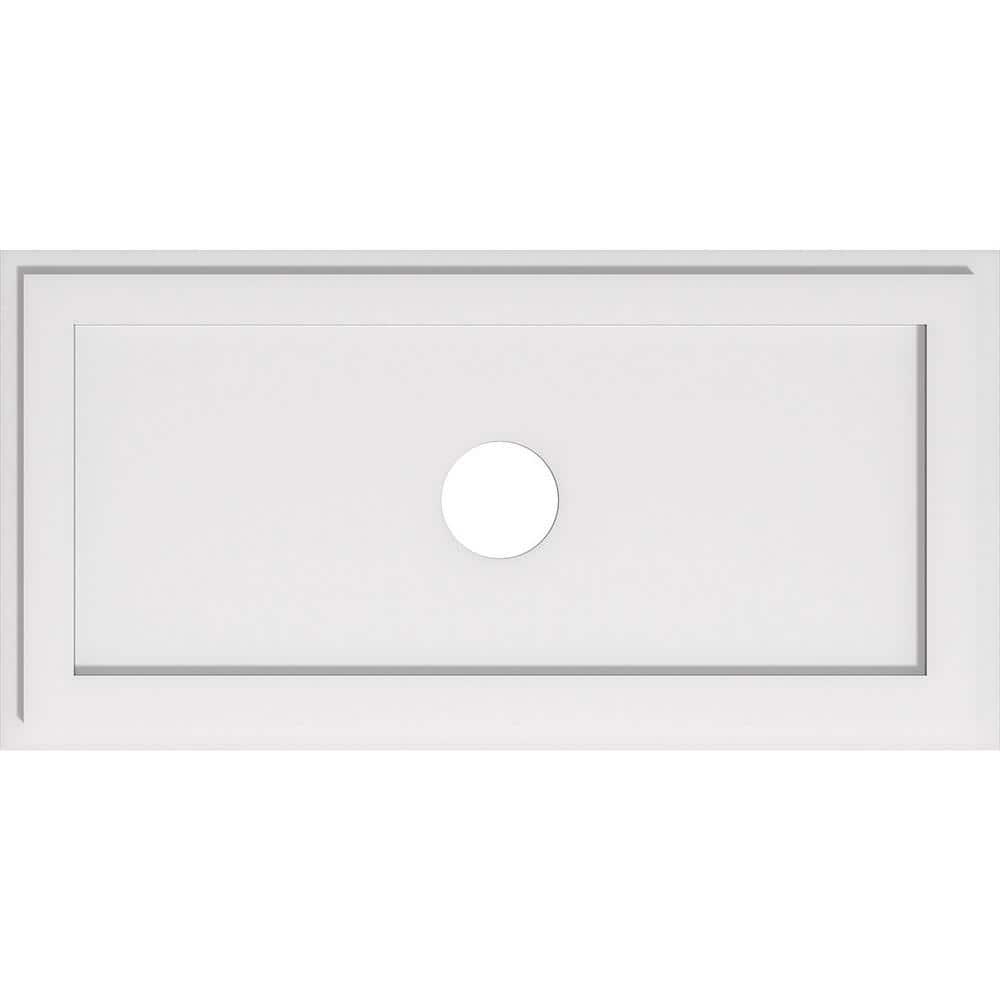 Ekena Millwork 26"W x 13"H x 7"ID x 9"C x 1"P Rectangle Architectural Grade PVC Contemporary Ceiling Medallion CMP34X17RE-04000