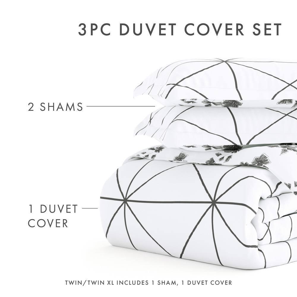 IEnjoy Home Edgy Flowers Pattern Reversible Duvet Cover Set