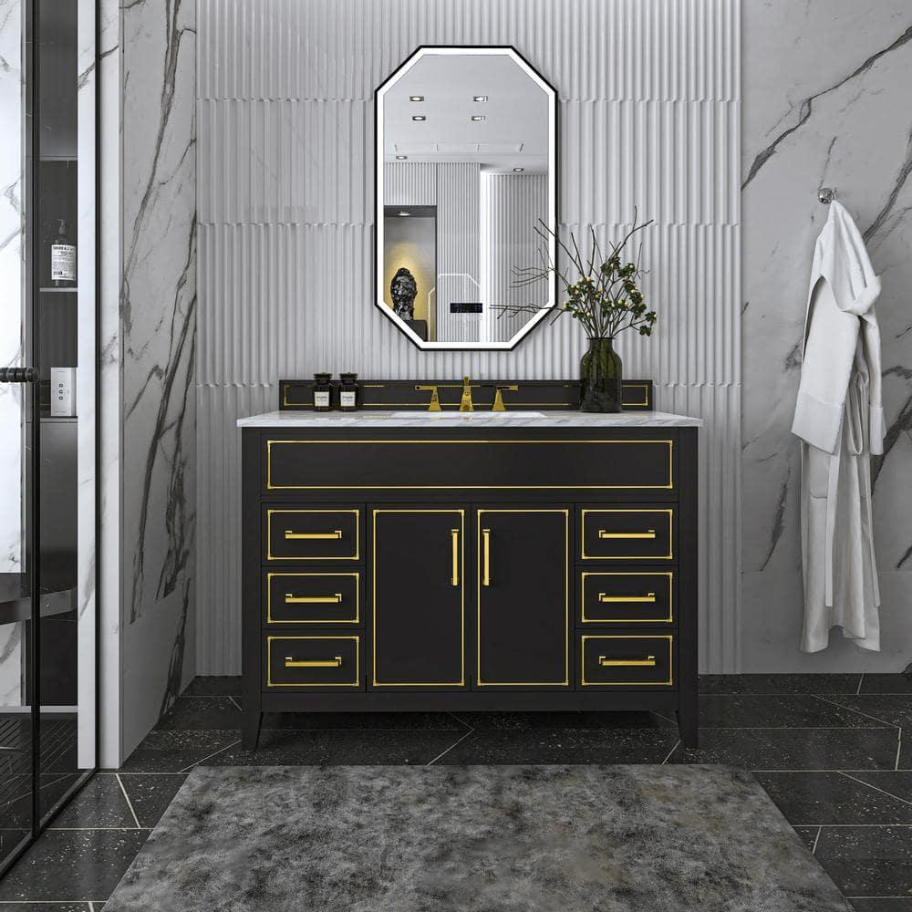 Aspen 48'' Single Bathroom Vanity with Carrara Marble Top