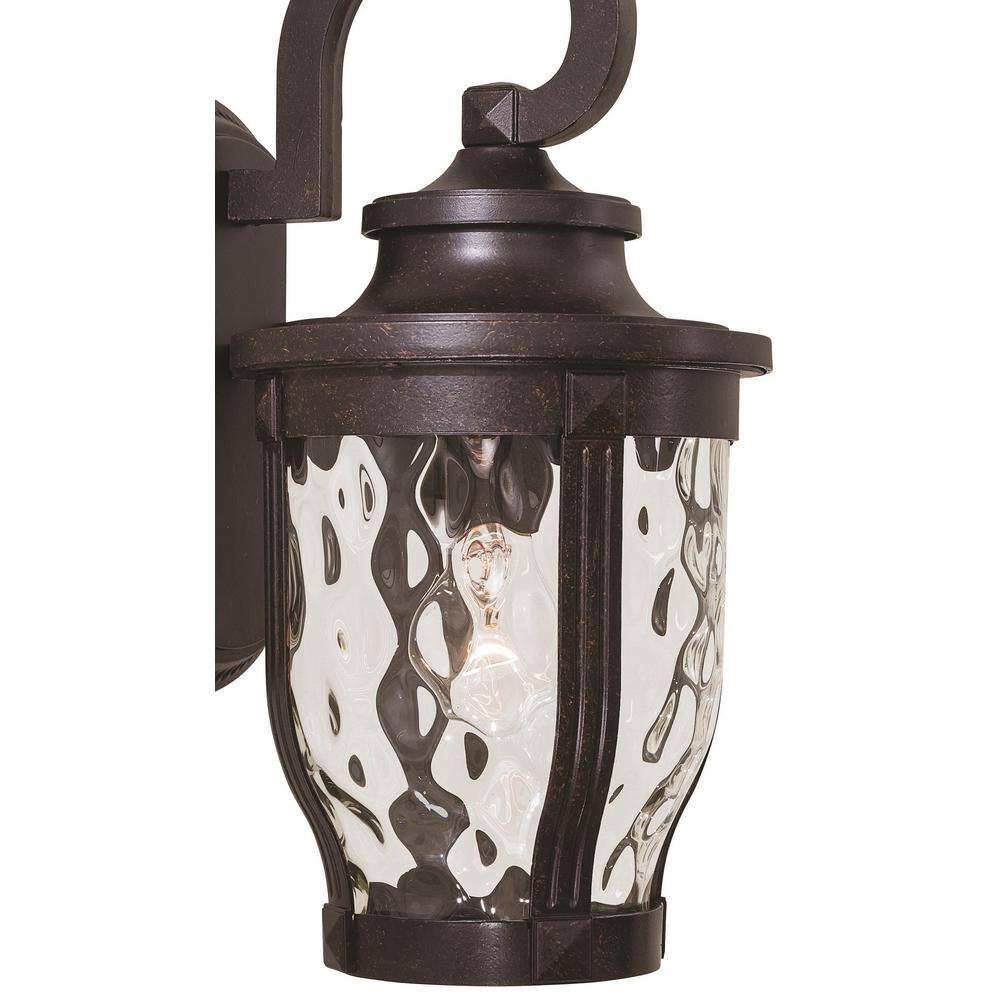 Minka Lavery Rustic Outdoor Wall Light Fixture Corona Bronze 16 1/4" Clear Hammered Glass for Post Exterior Deck Porch Yard Patio