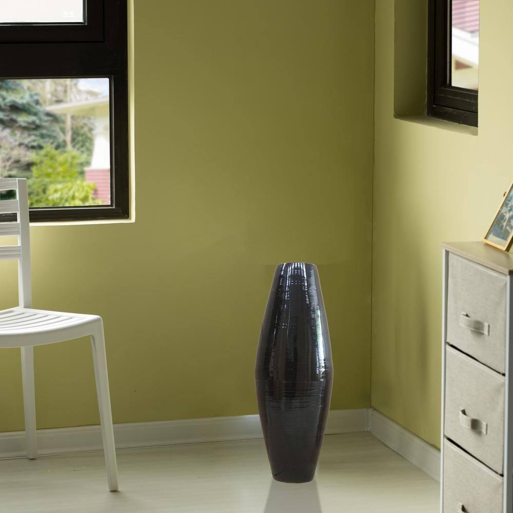 Uniquewise Tall Bamboo Floor Vase Cylinder, for Dining, Living Room, Entryway Decoration, 37 Inch Black