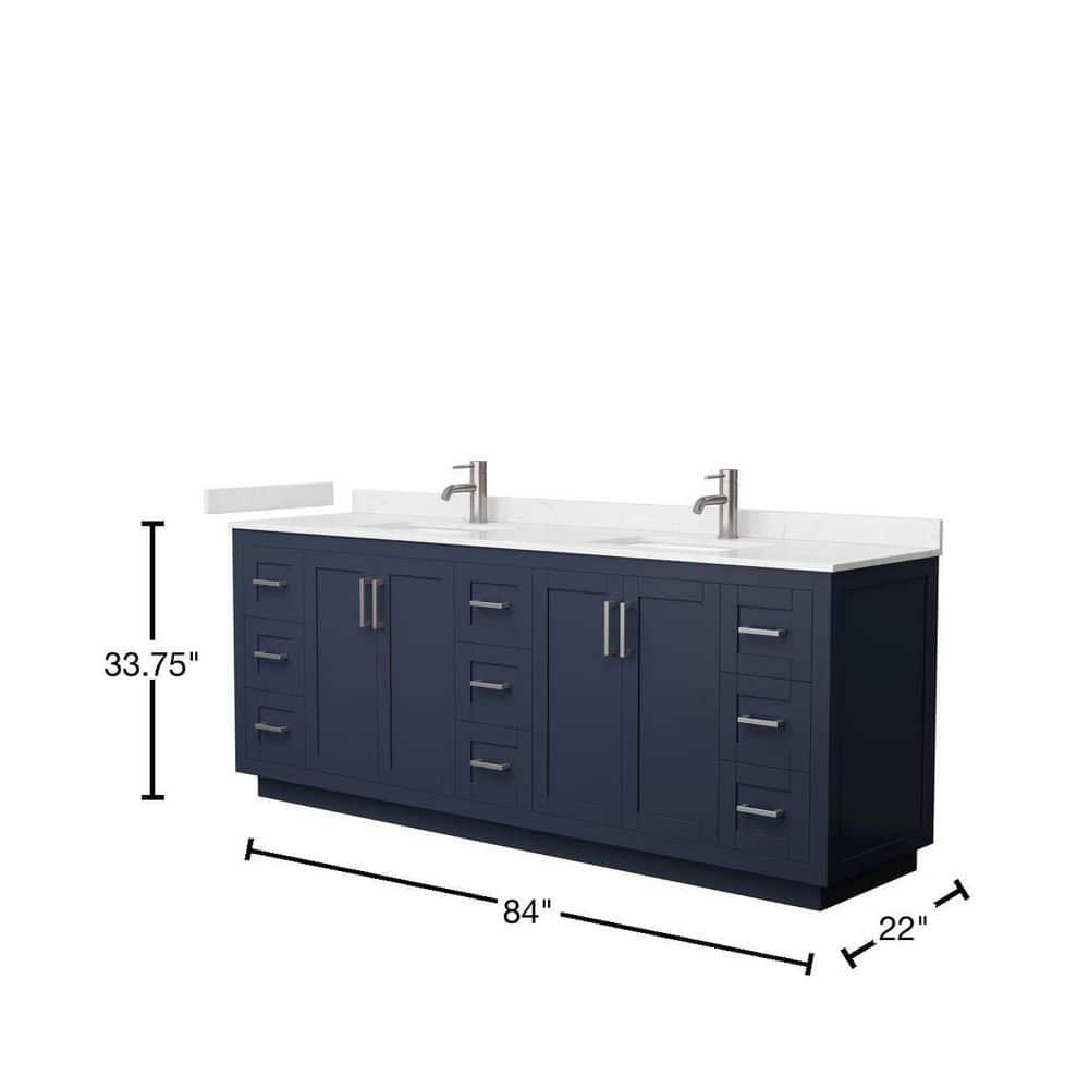 Wyndham Collection Miranda 84" Freestanding Double Bathroom Vanity with Cultured Marble Top