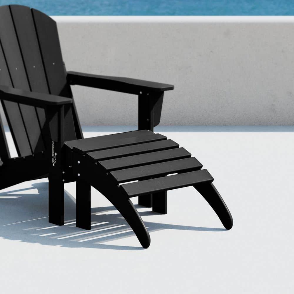 Polytrends  Laguna Hdpe All Weather Outdoor Patio Foldable Ottoman Black