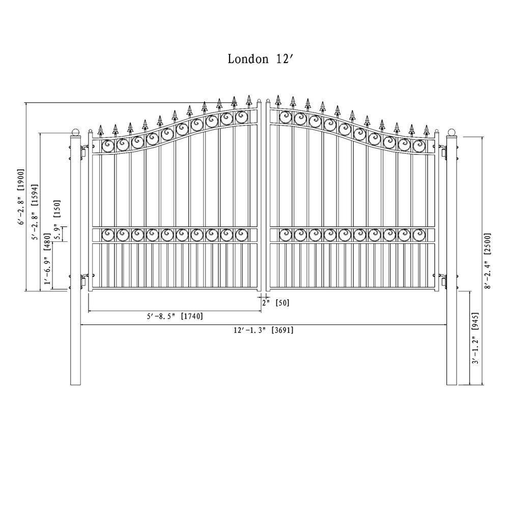 ALEKO Steel Dual Swing Driveway Gate - LONDON Style