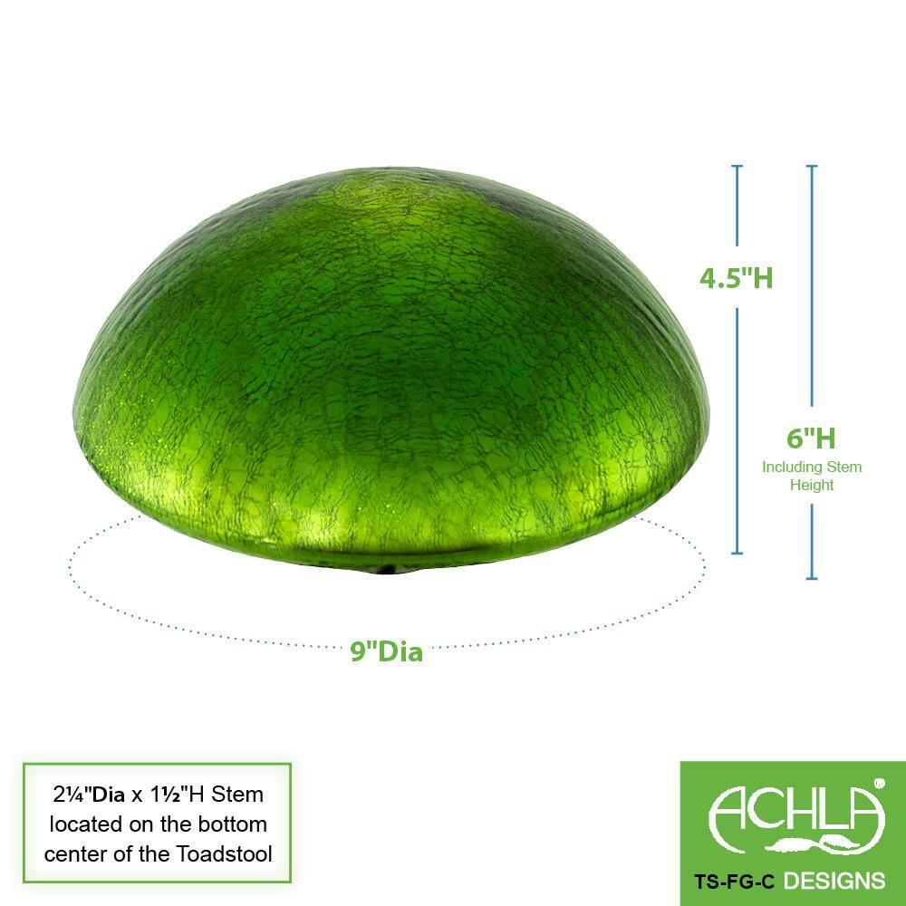 Achla Designs Crackle Glass Garden Toadstool Gazing Ball, Fern Green