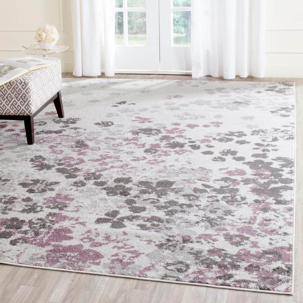 Adirondack ADR115 Power Loomed Area Rug - Ivory/Purple - 8'x8' - Safavieh.