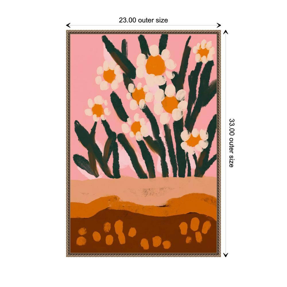 23"x33" Pastel Flower Impression No 3 by Treechild Framed Canvas Wall Art Print Bronze - Amanti Art