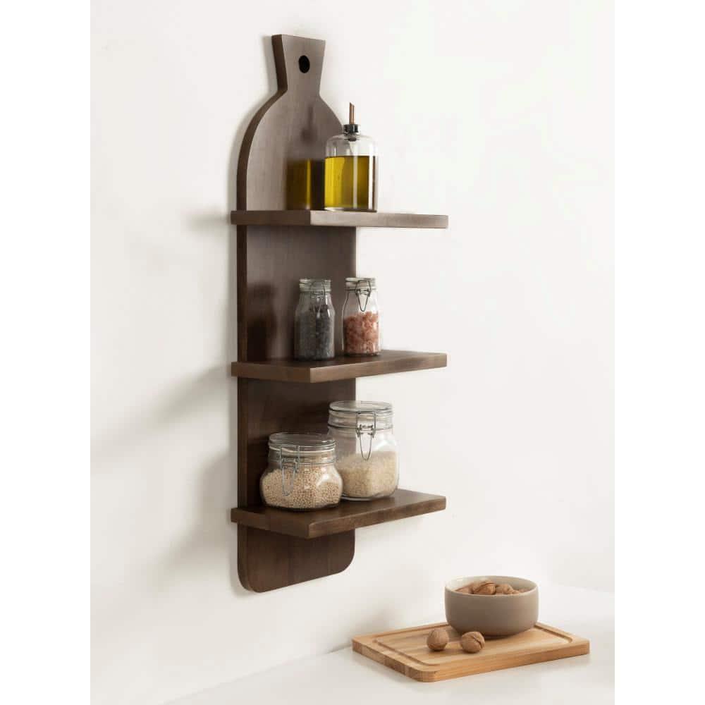 Kate & Laurel All Things Decor 12"x32" 3-Tier Braxton Modern Farmhouse Wall Shelves Natural Brown: Transitional Style, Plastic Frame