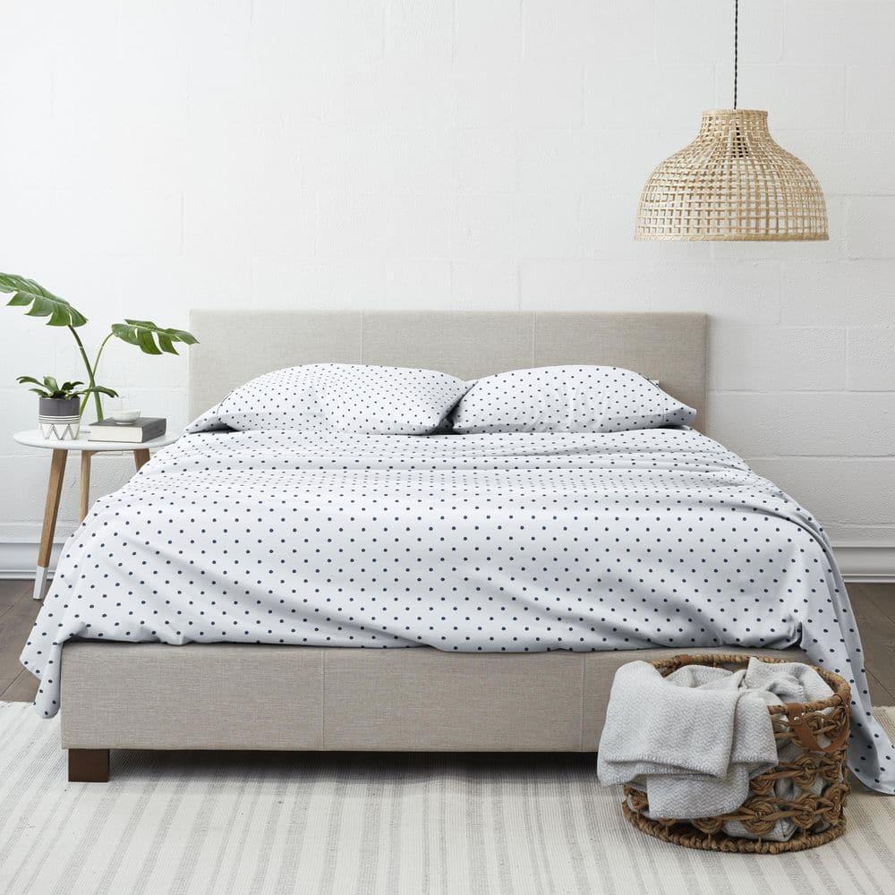 IEnjoy Home Polka Dots Navy & White Pattern Sheet Set