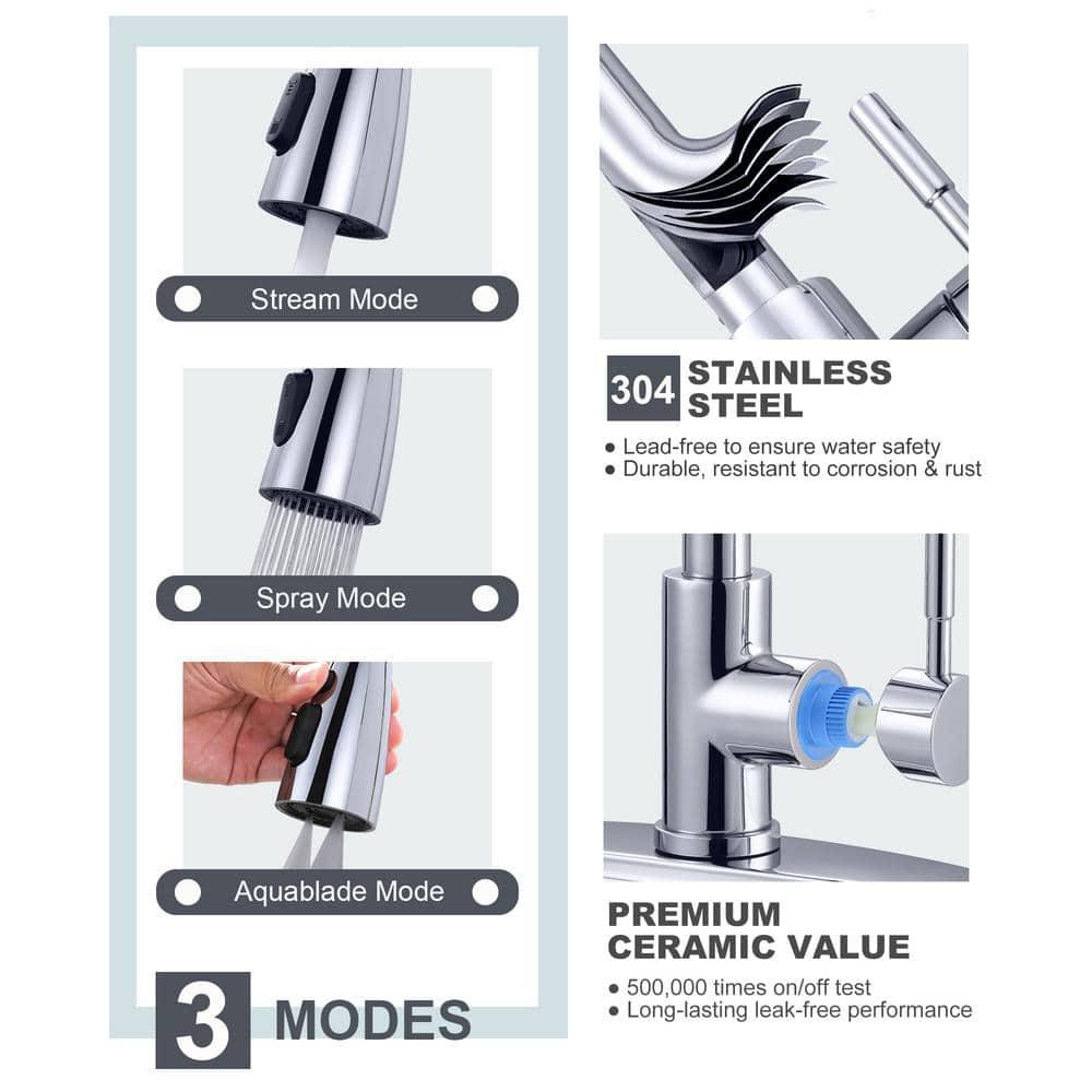 ARCORA ARCORA Stainless Steel Pull-Down Kitchen Faucet and Water Filter Faucet Combo AR7100301C-L