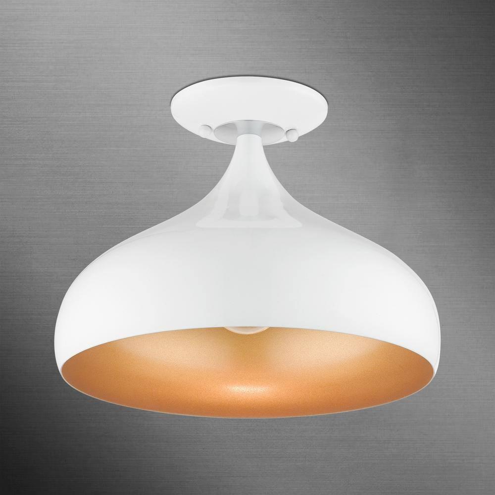Livex Lighting Amador 1 - Light Semi-Flush Mount in  Shiny White