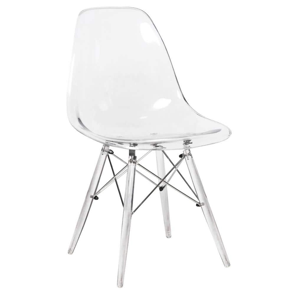 LeisureMod Dover Modern Dining Chair with Acrylic Base (Clear)