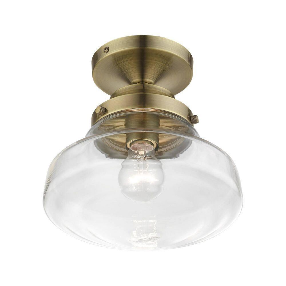 Livex Lighting Avondale 1 - Light Semi-Flush Mount in  Antique Brass
