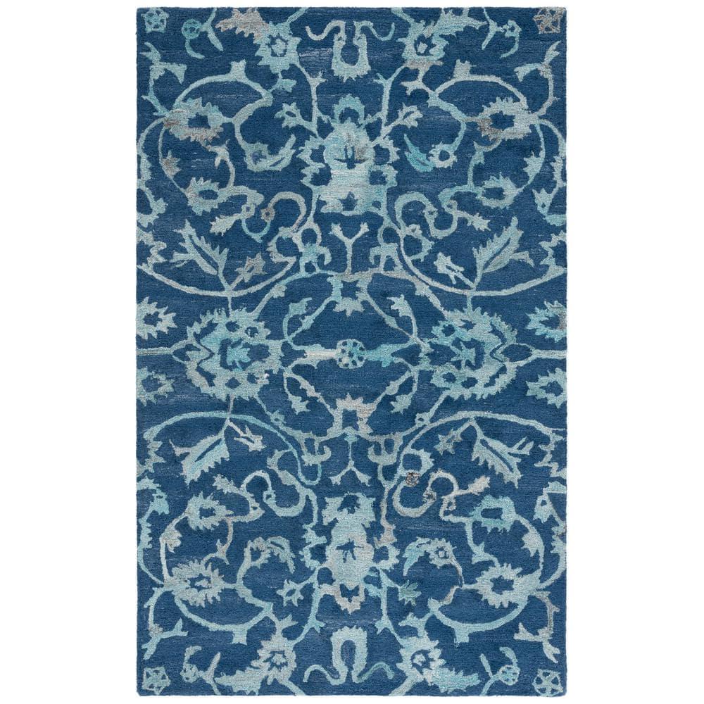 Anatolia AN401 Handmade Tufted Area Rug - Navy - 5' X 8' - Safavieh