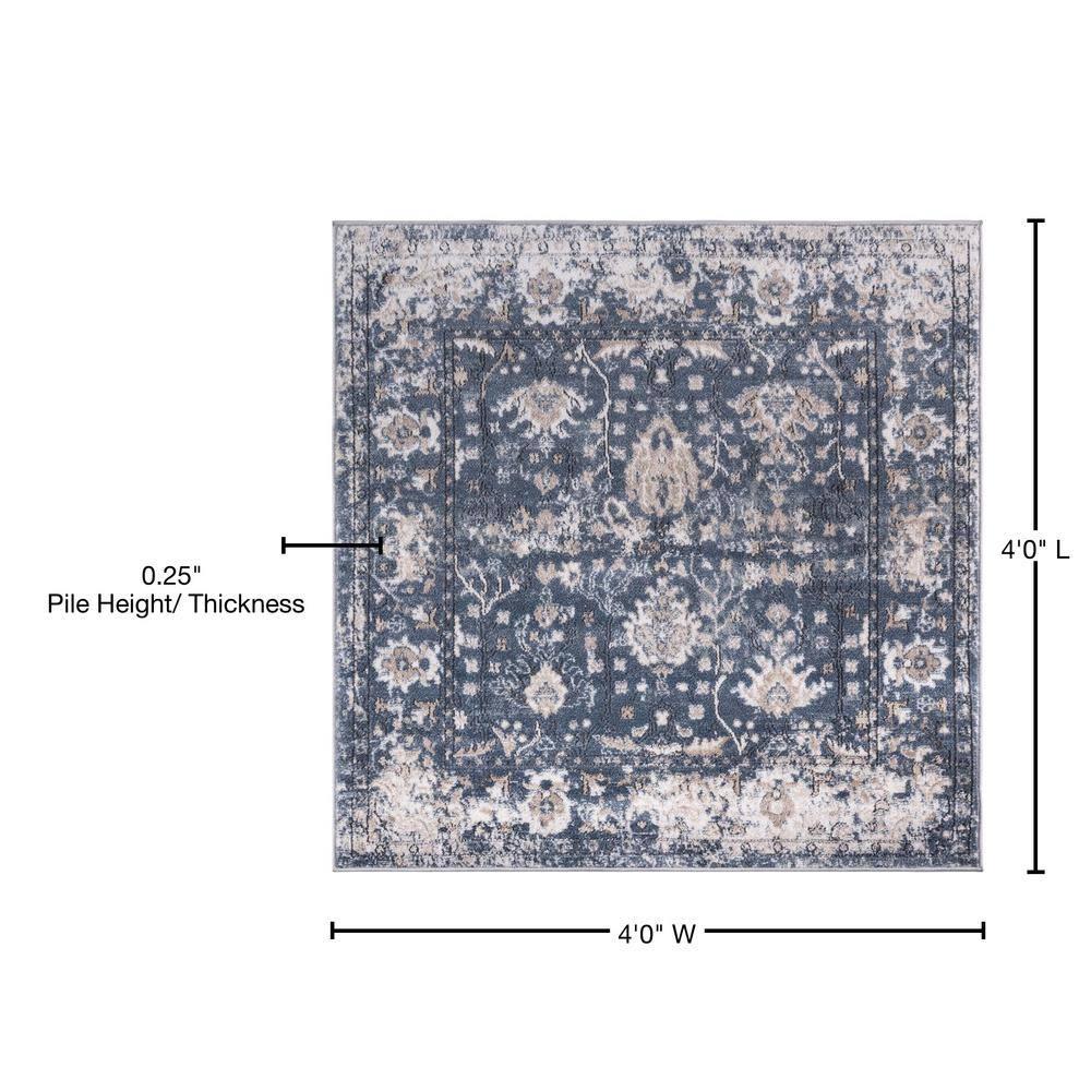 Unique Loom Portland Collection Area Rug - Central (4' 1" Square Blue/Beige)