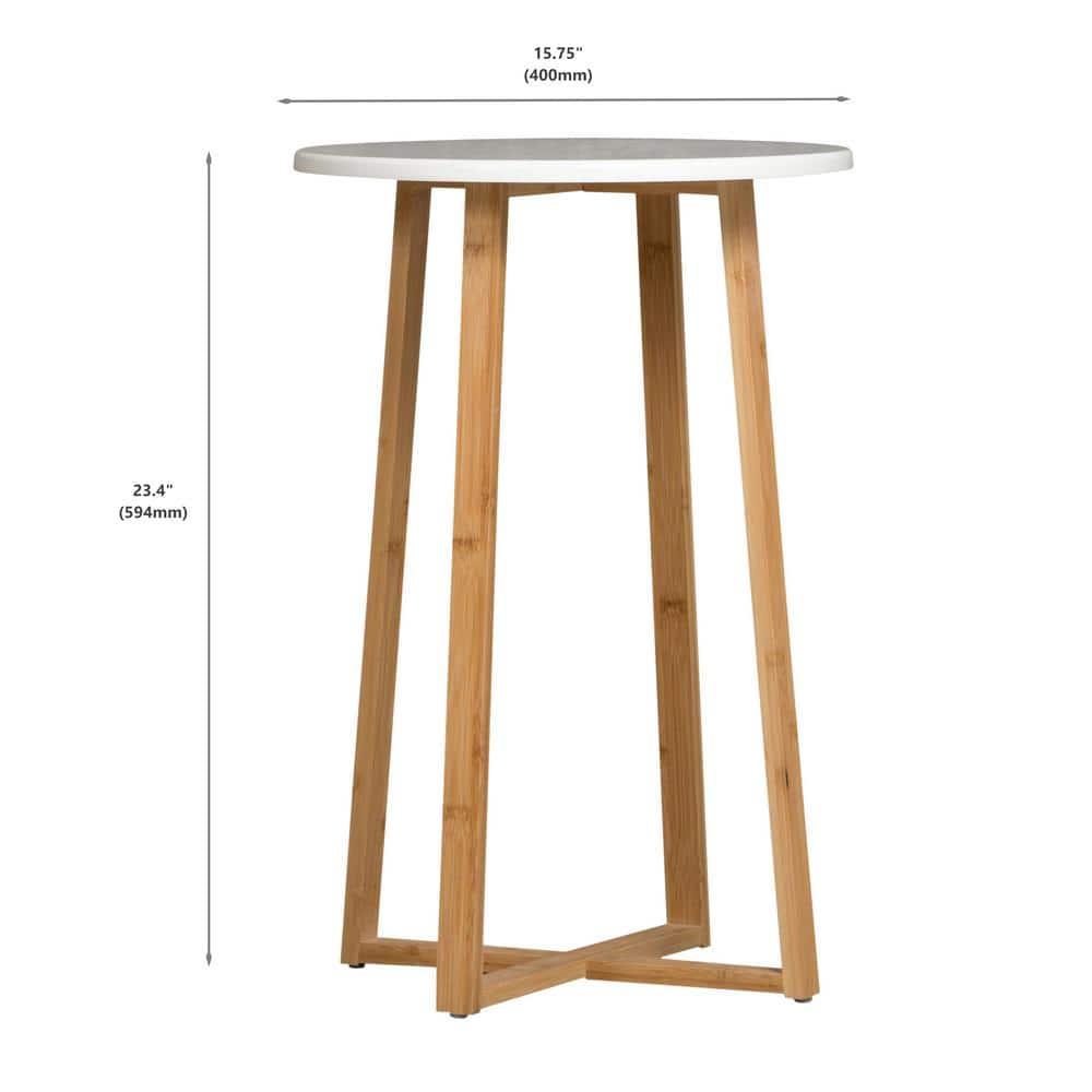 Eccostyle Solid Bamboo Frame Round Plant Table - White